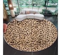 Générique Tapis Rond Salon, Texture Léopard Minimaliste Et Abstraite Imprimé Tapis De Sol Décoration Antidérapant - pour Salon Chambre Cuisine Balcon Manger Intérieur Extérieur Jaune 160 cm (Rond)