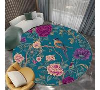 Générique Tapis Rond Shaggy Lavable Floral Oriental Classique Luxueux - Moelleux et Antidérapant Pare-humidité Tapis Rond, 80 cm Vert foncé pour Salon Couloir Salle D'étude Décorations Intérieures