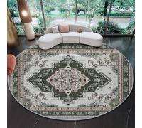 Générique Tapis Rond Traditionnel Marocain Géométrie - Doux et Antidérapant Tapis Rond Poils Courts 150 cm Lavable en Machine, Vert Shaggy Moquette pour Salon Chambre à Coucher Entrée Bureau