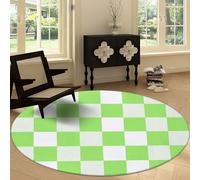 Générique Tapis Rond Treillis Vert Abstrait 200 cm, Tapis de Salon Antidérapant Lavable en Machine à Poil Doux Minimalisme pour Entrée Chambre à Coucher Salle à Manger