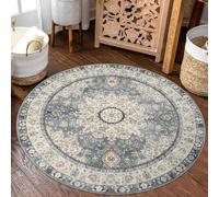 Générique Tapis Ronde,Chaise de Table Vintage à Motif Floral Beige Orange, décor de Placard, Gris, ø 130 cm, Tapis Poils Ras Decoratif pour Fauteuil Pouf Salon Moderne Chambre Adulte ou Ado
