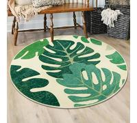 Générique Tapis Ronde,Décor de Feuilles Tropicales imprimé Moderne, Vert Sarcelle, ø 130 cm, Tapis Decoratif pour Fauteuil Pouf Salon Moderne Chambre Adulte ou Ado
