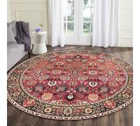 Générique Tapis Ronde,Décoration de Maison de Ferme Traditionnelle Orientale Vintage en détresse, Rouge, ø 160 cm, Tapis Salon Décoration Maison, Meuble Cuisine, Buffet Salle a Manger