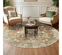 Générique Tapis Ronde,Décoration Florale Vintage Shabby Chic, Verte, ø 70 cm, Petit Tapis Entree Interieur Salon Chambre Cuisine Decoratif Accessoires