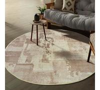 Générique Tapis Ronde,Design Abstrait Contemporain, Motif Moderne, Marron, ø 130 cm, Tapis Decoratif pour Fauteuil Pouf Salon Moderne Chambre Adulte ou Ado