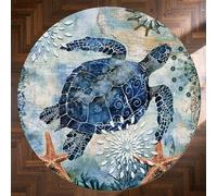 Générique Tapis Ronde,Impression décorative Moderne représentant Une Tortue de mer, Bleu foncé, ø 160 cm,Tapis Decoratif Salon de Jardin Table, Chambre pour Femmes et Hommes
