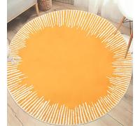 Générique Tapis Ronde,Motif Abstrait Solide Moderne, Orange, ø 130 cm, Tapis Poils Ras Decoratif pour Fauteuil Pouf Salon Moderne Chambre Adulte ou Ado