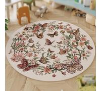 Générique Tapis Ronde,Motif Animal de Dessin animé Multicolore, Design Moderne, Rouge, ø 130 cm, Tapis Decoratif pour Fauteuil Pouf Salon Moderne Chambre Adulte ou Ado