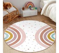 Générique Tapis Ronde,Motif de Cercle Arc-en-Ciel coloré et Mignon, Rose, ø 100 cm, Tapis Poils Ras Design Moderne Bureau à Domicile,
