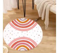 Générique Tapis Ronde,Motif de Cercle Arc-en-Ciel coloré et Mignon, Rouge, ø 100 cm, Tapis Poils Ras Design Moderne Bureau à Domicile,