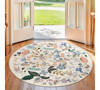 Générique Tapis Ronde,Motif Floral Multicolore pour Filles, Design Moderne, coloré, ø 130 cm, Tapis Decoratif pour Fauteuil Pouf Salon Moderne Chambre Adulte ou Ado