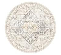 Générique Tapis Ronde,Motif Floral Traditionnel Vintage Shabby Chic, crème, ø 130 cm, Tapis Decoratif pour Fauteuil Pouf Salon Moderne Chambre Adulte ou Ado