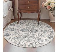Générique Tapis Ronde,Table de Chevet Florale Vintage, décoration de Sol, Noire, ø 130 cm, Tapis Decoratif pour Fauteuil Pouf Salon Moderne Chambre Adulte ou Ado