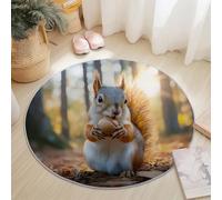Générique Tapis Ronds 100 cm Rond, Photographie Mignon Animaux Écureuil Tapis Décoratifs Imprimés - Brun Tapise Ronds Antidérapants Lavables Ronds pour Salon Chambre