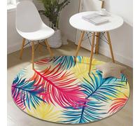 Générique Tapis Ronds 60 cm, Feuilles De Palmier Tropicales Tapis Décoratifs Imprimés Antidérapants, Lavables pour Salon Chambre Parquet ou Sols en Bois, Jaune