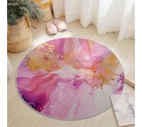 Générique Tapis Ronds Antidérapante Peinture Abstraite Tourbillons De Marbre Thème, 120 cm Moelleuse Flanelle & Lavable Tapis Rond, Convient pour Salon Chambre d'enfant Balcon Décorer, Rose