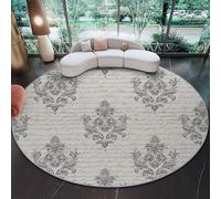 Générique Tapis Ronds Lavables 180 cm, Police Rétro Et Antique Tapis Rond Antidérapant pour sous Table à Manger, Beige pour Chambre Cuisine Balcon Terrasse Salle à Manger Intérieur Extérieur