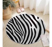 Générique Tapis Ronds pour Sol de Salon, Lavable Grand Cercle Tapis de Sol Antidérapant Art Abstrait Rayures De Zèbre Imprimé pour Chambre Salle À Manger Pièce Nuit D’Enfant Noir Et Blanc 60 cm Rond