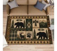 Générique Tapis Rustique Lavable et antidérapant pour Chambre d'enfant Motif Ours aztèque 140 x 200 cm