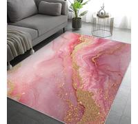 Générique Tapis Sables Mouvants Or Rose, Grand Tapis Salon 180x240 Marbre Art Fluide Carpette Chambre, Flanelle Poil Ras Moelleux - Antidérapa Lavable en Machine H-9