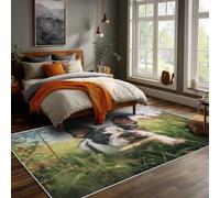 Générique Tapis Salon 100x100 Motif 3D Bouledogue Français, Tapis Imprimé Bulldog Chien Mignon, Lavable Antidérapant, Decoration Chambre Maison, Poil Ras, Doux XFY84