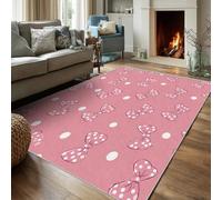 Générique Tapis Salon 100x100 Motif Mignon avec Nœud Papillon, Tapis Imprimé Kawaii Pois, Lavable Antidérapant, Decoration Chambre Maison, Poil Ras, Doux UDO31