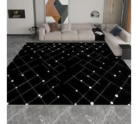 Générique Tapis Salon 120 x 180 cm, Tapis Lavables avec Dos Antidérapant, Moquette à Poils Courts Lignes Simples À Pois Blancs pour Salon Chambre, Bureau & Plus Durable & Écologiqu, Noir