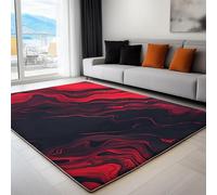 Générique Tapis Salon 120 x 180 cm Tapis Lavables avec Dos Antidérapant, Moquette à Poils Courts Liquide De Marbre Abstrait pour Salon, Chambre, Bureau & Plus Durable & Écologiqu, Rouge