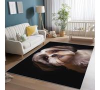 Générique Tapis Salon 140 x 200 cm, Lavable imprimé Animaux Shih Tzu Portrait Antidérapant Tapis pour Chambre Cuisine Balcon Couloir décoration Sol - Noir Rectangulaire Home Decor