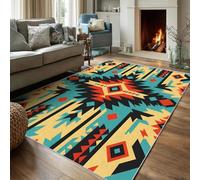Générique Tapis Salon 140x200 Motif Aztèques Ethnique, Tapis Imprimé Géométrique Boheme, Lavable Antidérapant, Decoration Chambre Maison, Poil Ras, Doux hhm231