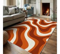Générique Tapis Salon 150x200 Motif Rétro Vagues, Tapis Imprimé Groovy 50s 60s Vagues, Lavable Antidérapant, Decoration Chambre Maison, Poil Ras, Doux fc101