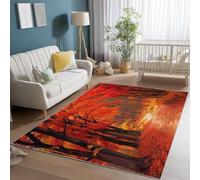 Générique Tapis Salon 160 x 230 cm, Lavable imprimé Nature Érable Chemin Antidérapant Tapis pour Chambre Cuisine Balcon Couloir décoration Sol - Rouge Rectangulaire Home Decor