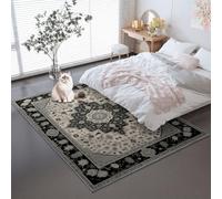 Générique Tapis Salon 160 x 230 cm, Lavable imprimé Shabby Chic Moyen Orient Motif Floral Antidérapant Tapis pour Chambre Cuisine Balcon Couloir décoration Sol - Gris Rectangulaire Home Decor