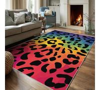 Générique Tapis Salon 160x200 Motif Imprimé Léopard, Tapis Imprimé Abstrait Animaux, Lavable Antidérapant, Decoration Chambre Maison, Poil Ras, Doux SKZ141