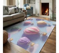 Générique Tapis Salon 160x200 Motif Montgolfière, Tapis Imprimé 3D Dessin Animé Enfant, Lavable Antidérapant, Decoration Chambre Maison, Poil Ras, Doux SKZ389