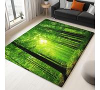 Générique Tapis Salon 180x240cm Lavable en Machine Tapis de Chambre Antidérapant Forêt Dense lumière du Soleil pour Manger, Bureau & Plus Durable & Écologiqu Poils Ras Moquette, Vert