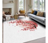 Générique Tapis Salon 200x300 Motif Fleur Bleu, Tapis Imprimé Moderne Fleur, Lavable Antidérapant, Decoration Chambre Maison, Poil Ras, Doux O79