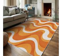 Générique Tapis Salon 200x300 Motif Rétro Années 70, Tapis Imprimé Abstrait Vagues, Lavable Antidérapant, Decoration Chambre Maison, Poil Ras, Doux I13