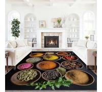 Générique Tapis Salon 240 x 340 cmCuisine Indienne Épices Chambre | Antidérapant Poils Courts Doux Salle à Manger Bureau Cuisine CouloirCuisine Indienne Épices