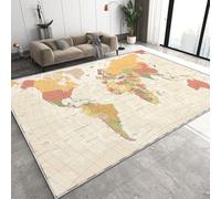 Générique Tapis Salon 3D Impression Carte du Monde Doux Lavables Antidérapant Carpet Thèmes Géographiques Tapis Chambre Decoration Moquette pour Salle à Manger Porche Teppich de Salon 120x180 cm D-32