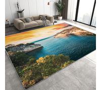 Générique Tapis Salon 3D Impression Mer Méditerranée Golfe Doux Lavables Antidérapant Carpet Tapis Chambre Decoration Moquette pour Salle à Manger Porche Teppich de Salon 120x180 cm D-4