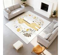 Générique Tapis Salon 50 x 80 cm, Tapis à Poils Courts Dessin Animé Scandinave Animal Girafe Feuille Tapiss de Salon Antidérapant Lavable en Machine pour Chambre Couloir Bureau