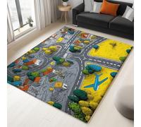 Générique Tapis Salon 60 x 90 cm Carte De Ville Et Icônes Cartoon, Lavable en Machine Tapis de Chambre Antidérapant - pour Manger Bureau & Plus Durable Poils Ras MoquetteGris