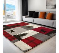 Générique Tapis Salon 60 x 90 cm Runner Rectangulaire Lavable Imprimé Patchwork Damier Forêt Animaux, Rétro Traditionnel Tapis Décoratif Antidérapant - Runner Bas Doux pour Chambre Décoration Sol
