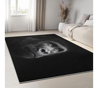 Générique Tapis Salon 60 x 90 cm Runner Rectangulaire Lavable Imprimé Photographie de Nature, Animaux Portraits de Gorilles Tapis Décoratif Antidérapant, Runner Bas Doux pour Chambre Décoration Sol