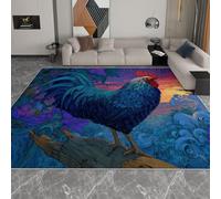 Générique Tapis Salon 60 x 90 cm Tapis Animaux Fantastiques Coucher De Soleil Coq, Moquette Lavable Violet - pour Chambre et Salle à Manger Doux Antidérapant Anti-Peluche Runner de Couloir
