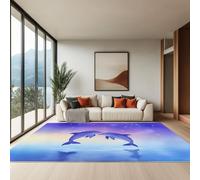 Générique Tapis Salon 60 x 90 cm, Tapis Lavables avec Dos Antidérapant, Moquette à Poils Courts Rêve Dauphins Baisers pour Salon Chambre, Bureau & Plus Durable & Écologiqu, Violet