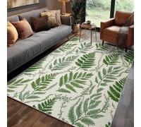 Générique Tapis Salon 60x90 cm Feuilles de Fougère Verte, Tapis Imprimé Botanique, pour Chambre à Coucher, Descente de Lit, Moquette Decoration Interieur, Lavable, Poil Ras, Antidérapant A(250)