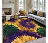Générique Tapis Salon 60x90 cm Tie Dye, Tapis Imprimé Psychédélique Bohème Jaune Violet, pour Chambre à Coucher, Descente de Lit, Moquette Decoration Interieur, Lavable, Poil Ras, Antidérapant A(903)