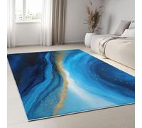 Générique Tapis Salon 80 x 150 cm Marbre Étoilé Volutes Fluides Tapis Doux Antidérapant pour Chambre, Runner Lavable Art Abstrait, Runner de Sol pour Bureau Salle de Bain Salle à Manger Salle de Jeux